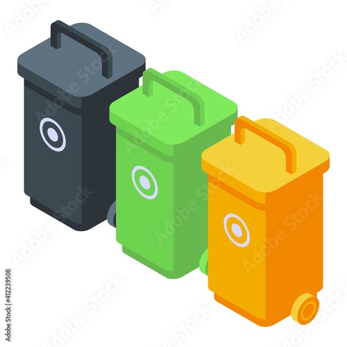 Bins garbage icon. Isometric of bins garbage vector icon for web design isolated on white background