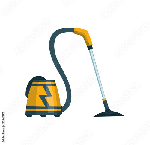 Vacuum cleaner modern icon. Carpet cleaner item or washing robot cyclone. Cartoon vector cleaning equipment for home, office or car