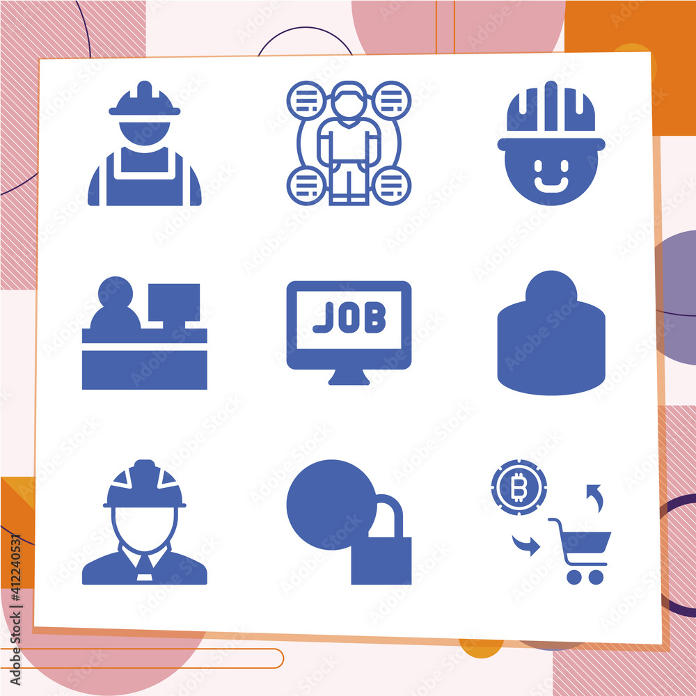 Simple set of 9 icons related to independent Simple set of 9 icons related to independent