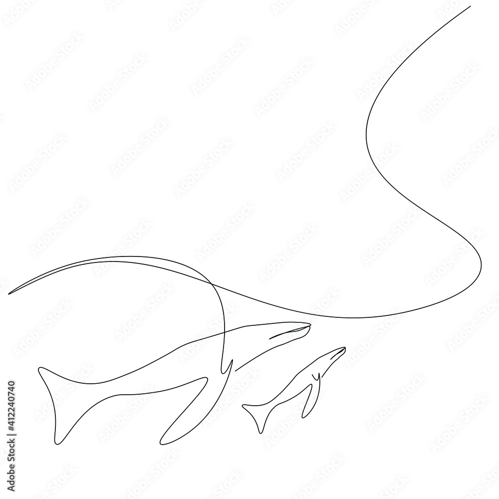 Whales animal on sea. Vector illustration Whales animal on sea. Vector illustration