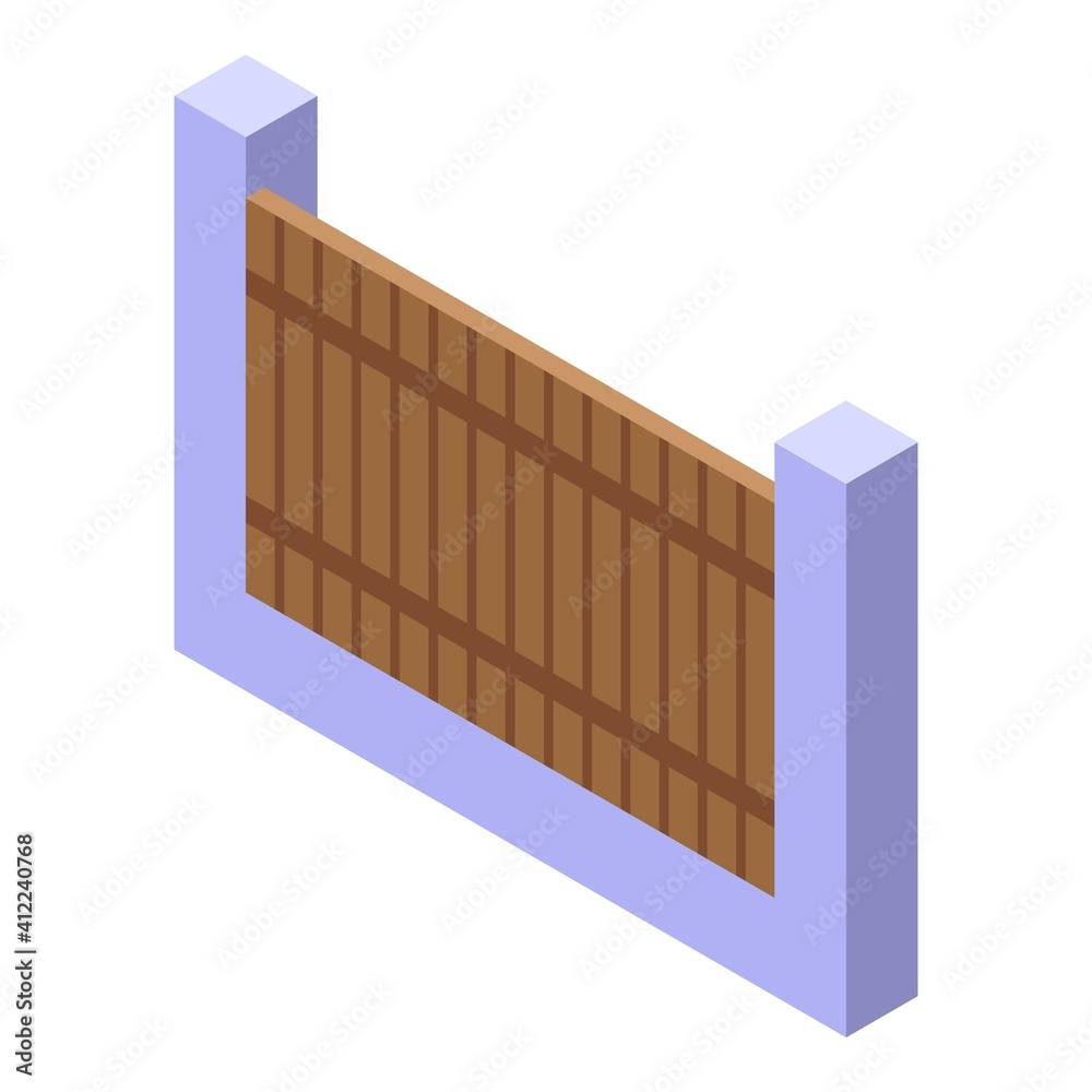 Fence icon. Isometric of fence vector icon for web design isolated on white background Fence icon. Isometric of fence vector icon for web design isolated on white background