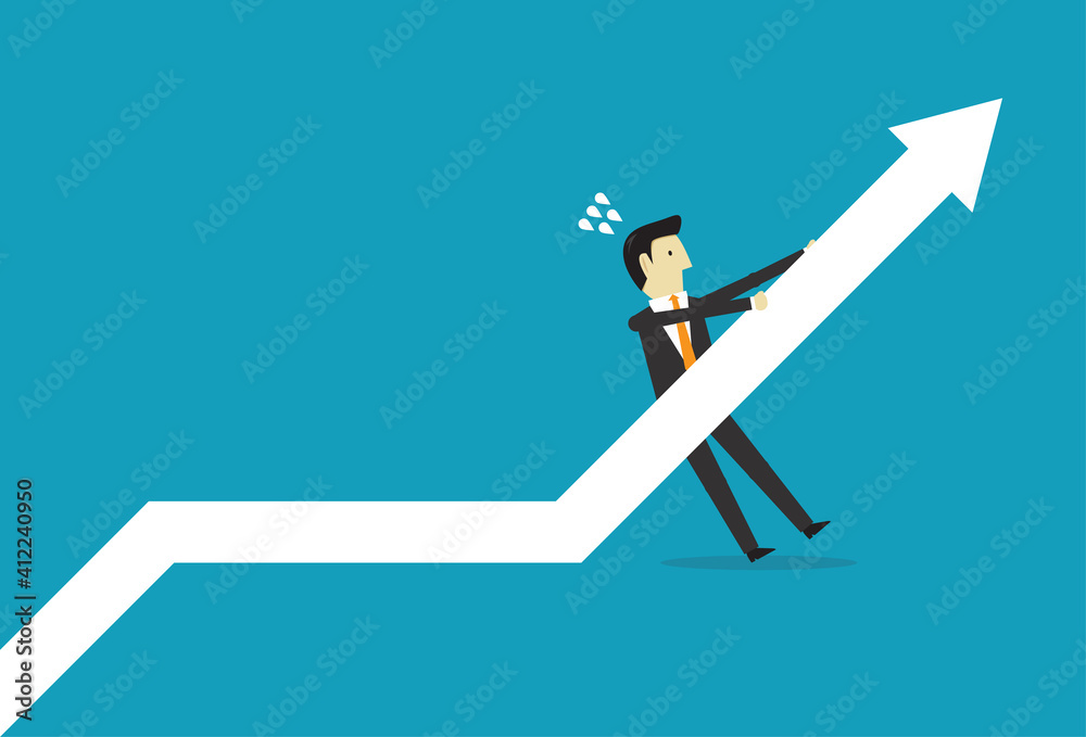 Obraz premium Pull the business graph higher