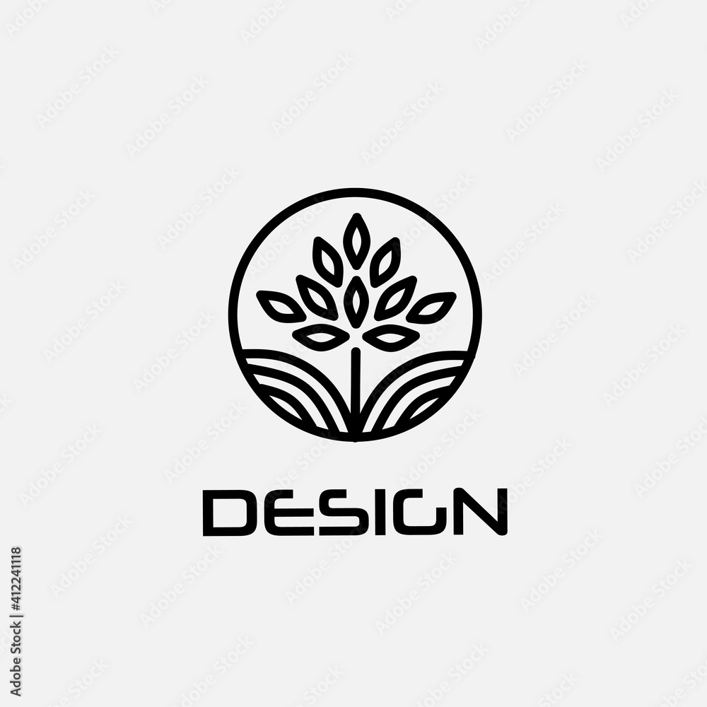 logo design template, with a line art nature emblem icon