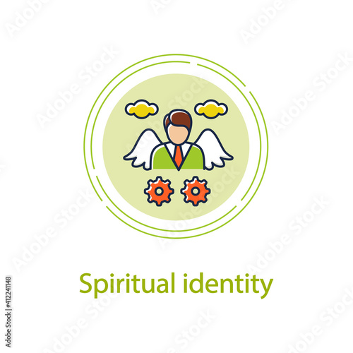 Spiritual identity concept line icon. Personal growth concept. Self identity. Meaning and ultimate existence purpose . Growth plan. Vector isolated conception metaphor illustration