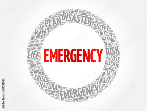 Emergency word cloud collage, healthcare concept background