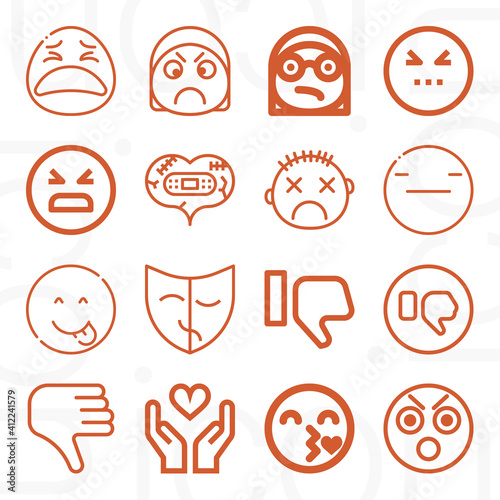 16 pack of disgust  lineal web icons set
