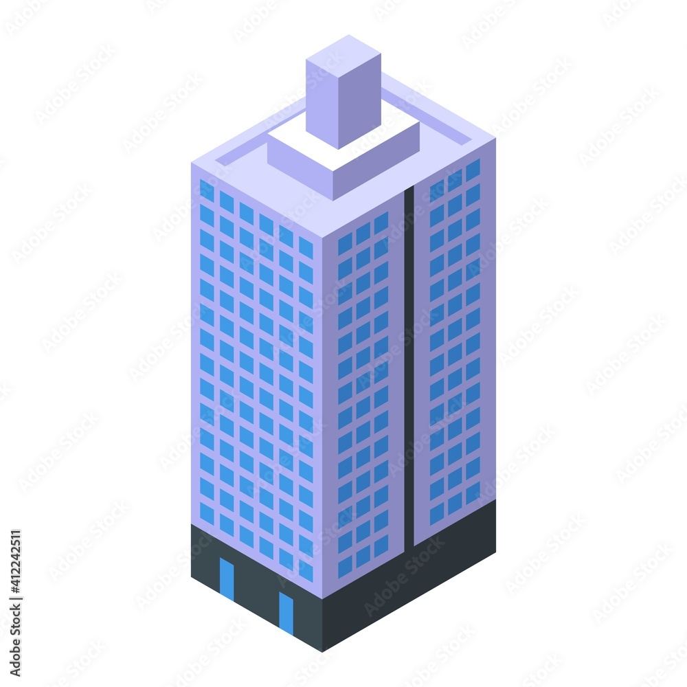 Skyscraper house icon. Isometric of skyscraper house vector icon for web design isolated on white background Skyscraper house icon. Isometric of skyscraper house vector icon for web design isolated on white background