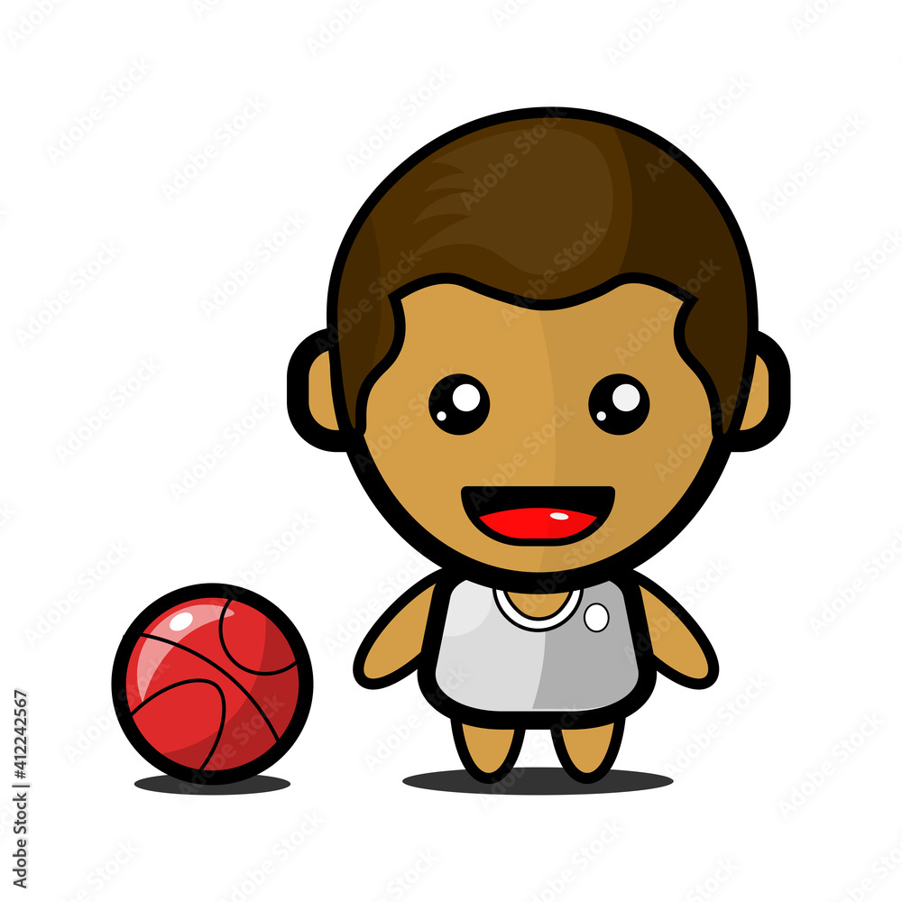 Vector illustration of a cute basketball player boy. EPS 10