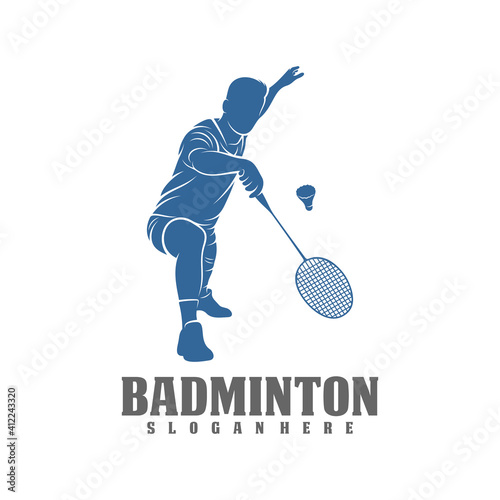 Modern Passionate Badminton Player In Action Logo, Creative Badminton design concepts template, icon symbol