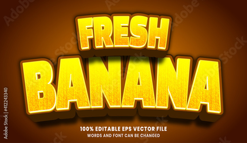 Fresh banana 3d editable text style effect
