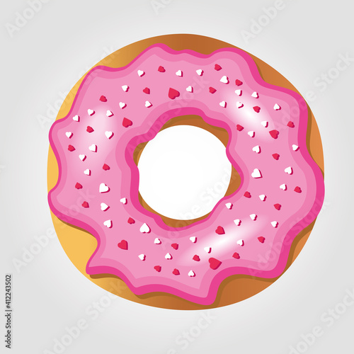 Vector illustration - confectionery donuts in sugar glaze. Donuts are drawn in a realistic style. These images are perfect for a cafe menu, decorating a hall in a pastry shop or online store.