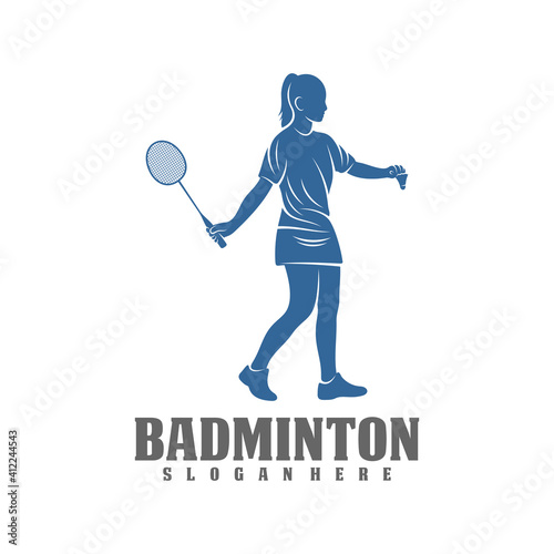Modern Passionate Badminton Player In Action Logo, Creative Badminton design concepts template, icon symbol © shuttersport