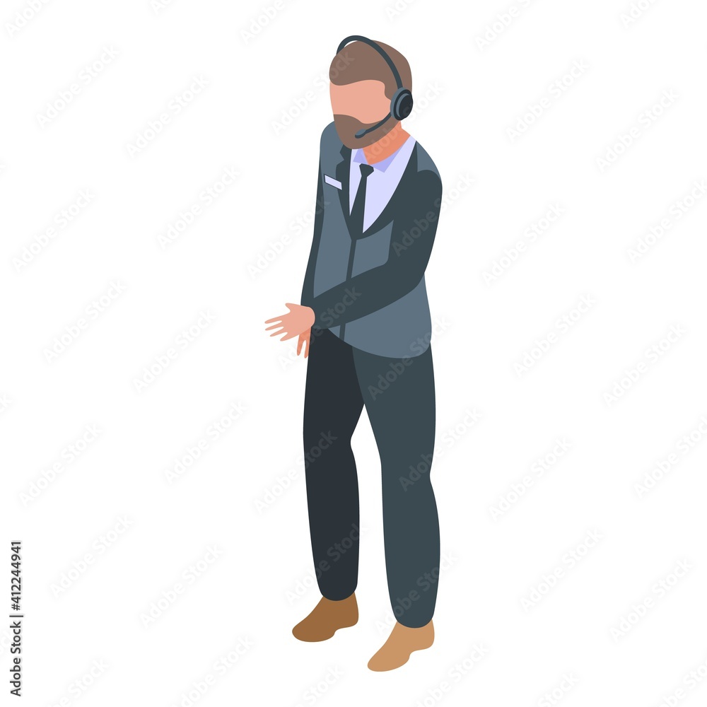Online agent support icon. Isometric of online agent support vector icon for web design isolated on white background Online agent support icon. Isometric of online agent support vector icon for web design isolated on white background