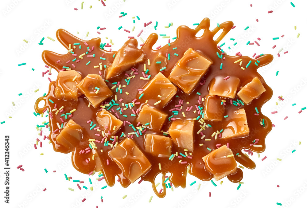 Caramel fudge with candy sprinkles