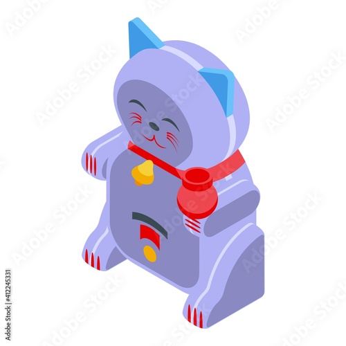 Maneki neko cat icon. Isometric of maneki neko cat vector icon for web design isolated on white background