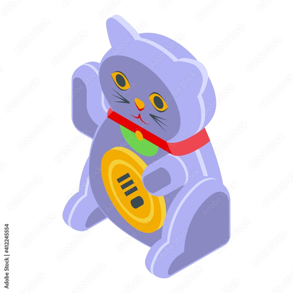 Fototapeta premium Lucky cat toy icon. Isometric of lucky cat toy vector icon for web design isolated on white background