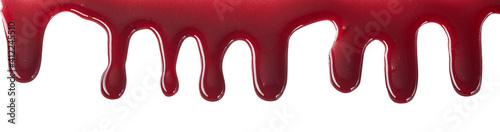 Drips of bloody red cherry sauce on white