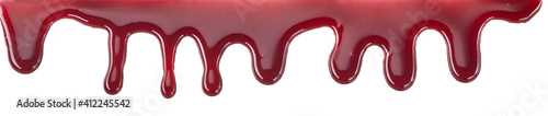 Strip of liquid strawberry or cherry sauce