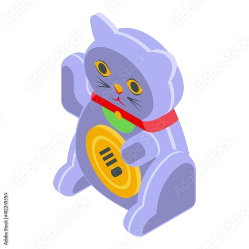 Lucky cat toy icon. Isometric of lucky cat toy vector icon for web design isolated on white background