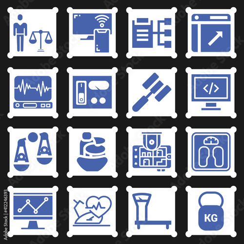 16 pack of assessing  filled web icons set