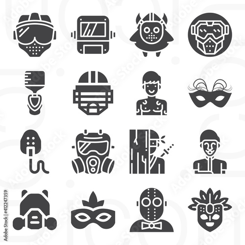 16 pack of hides  filled web icons set