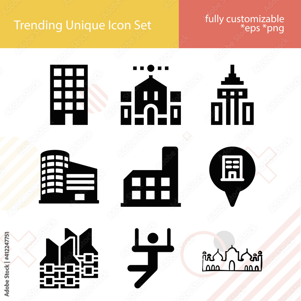 Simple set of rising related filled icons.