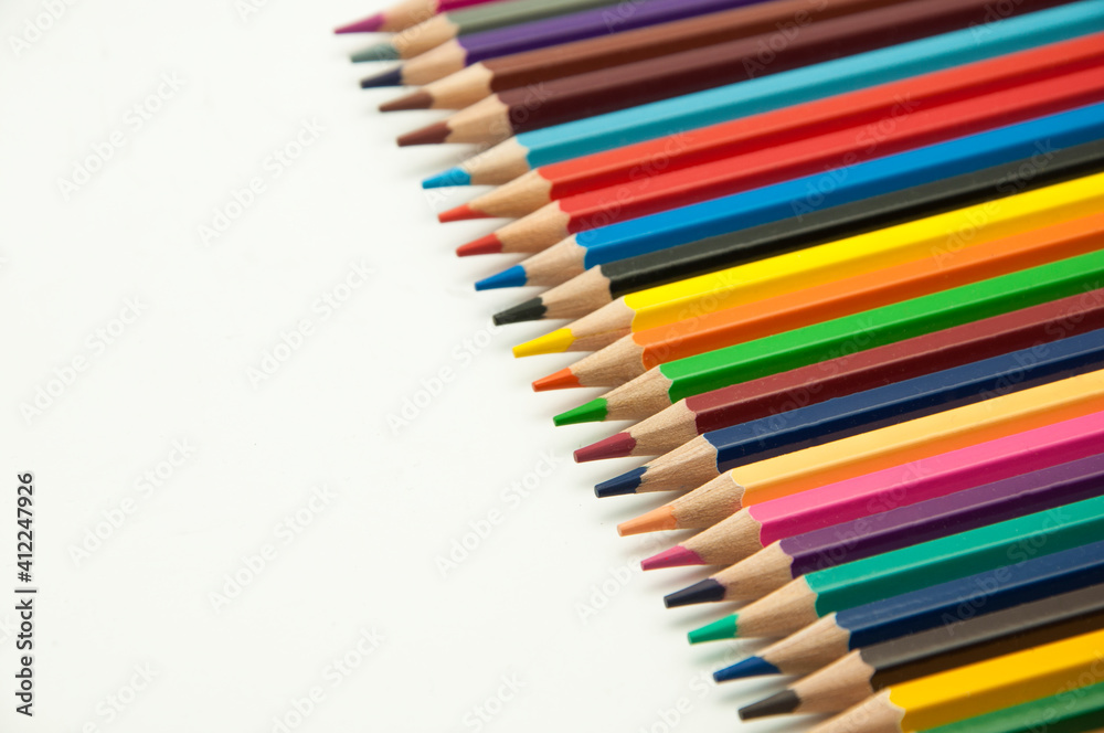 colored pencils on a white background. education concept. illustration of training. colored pencils on a white background. education concept. illustration of training.