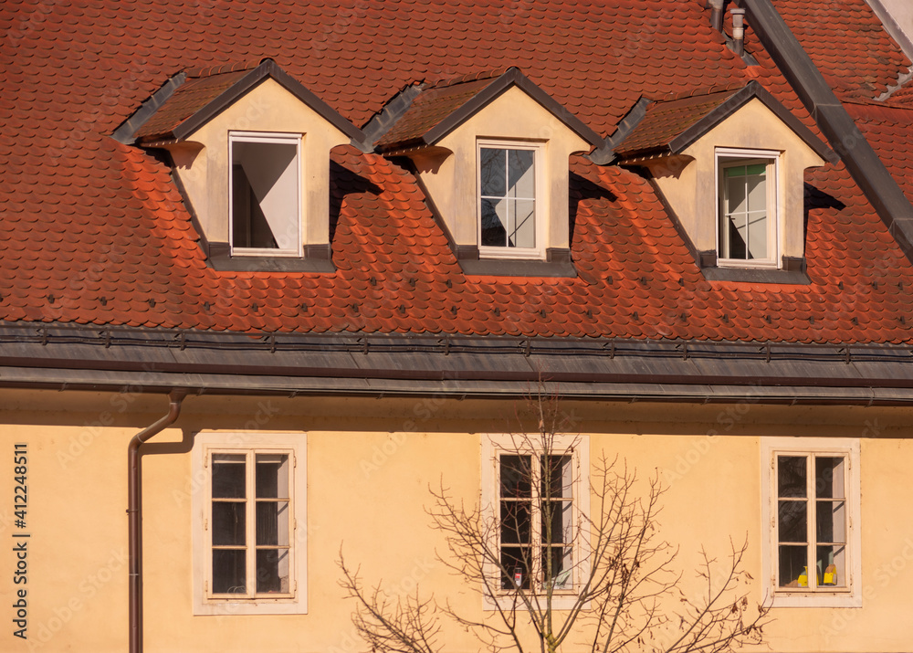 The facade of an old house in slovenia