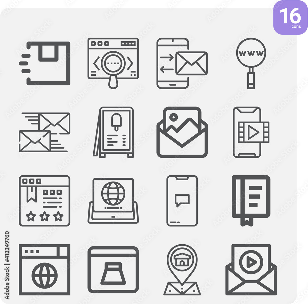 Fototapeta premium Simple set of email related lineal icons.