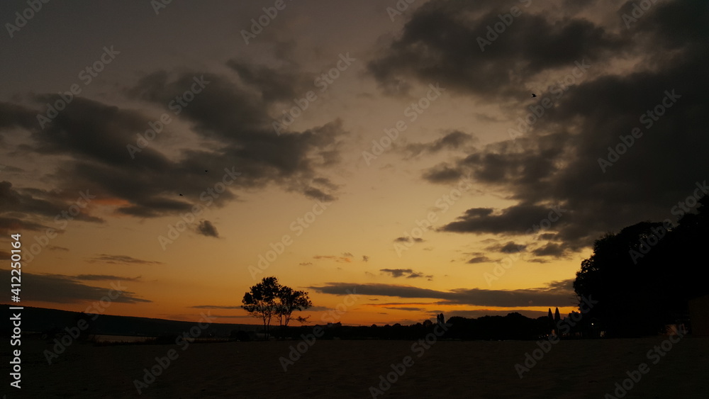 Scenic View Of Silhouette Landscape Against Sky At Sunset