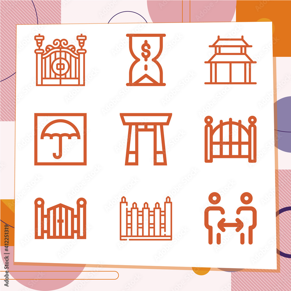 Simple set of 9 icons related to restrain Simple set of 9 icons related to restrain
