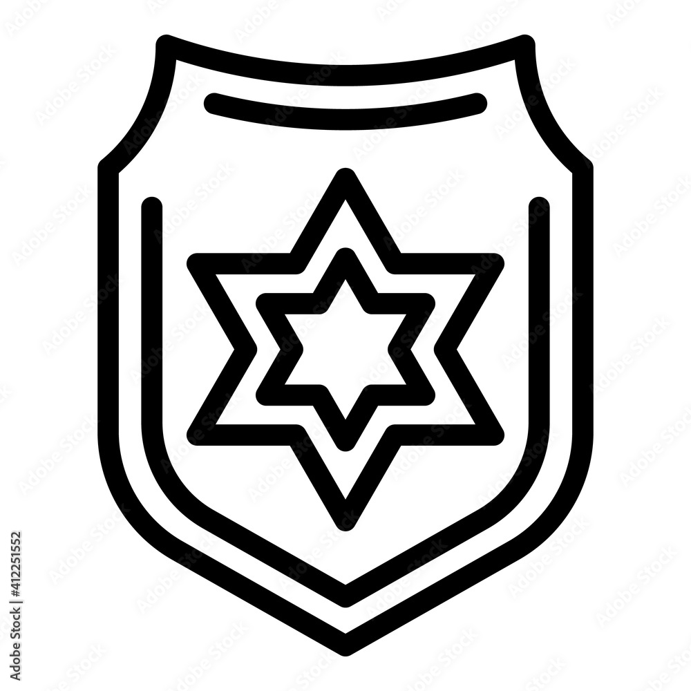 Police badge icon. Outline police badge vector icon for web design isolated on white background Police badge icon. Outline police badge vector icon for web design isolated on white background