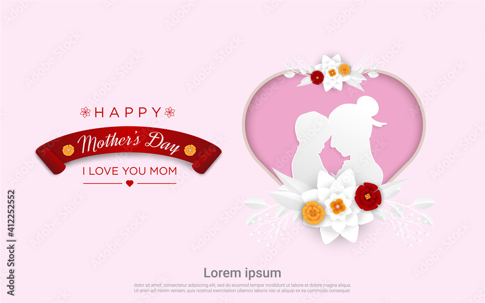 Fototapeta premium Happy women's day 8 march with flowers
