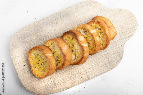 peaces of bread in white background