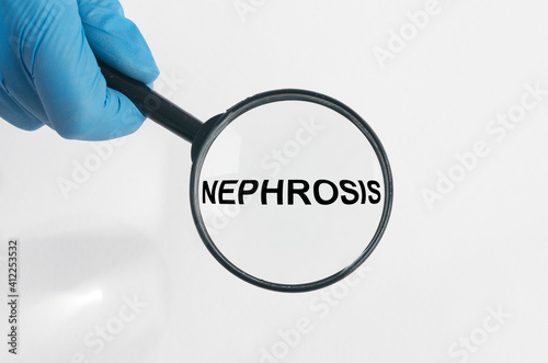 Nephrosis word. Kidnea disease and disorder, medical concept photo