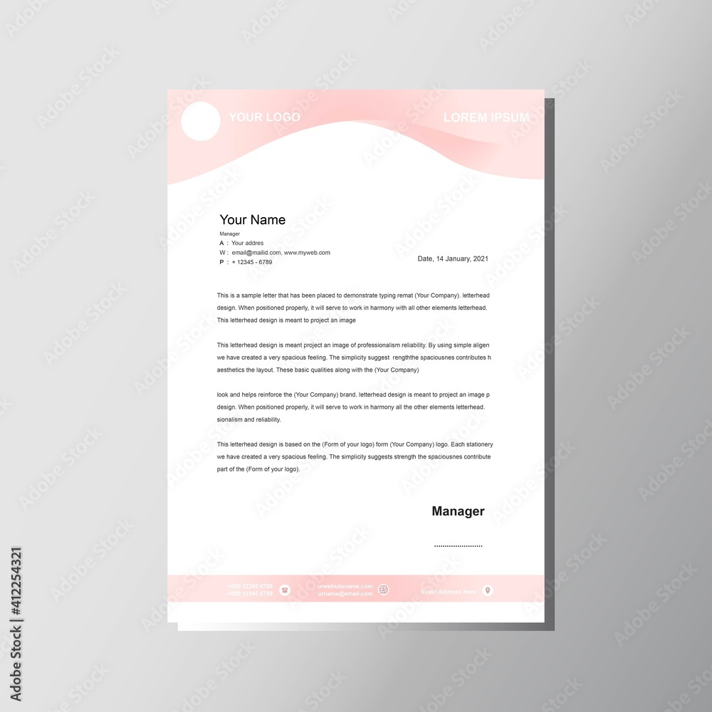 Simple modern letterhead design with gradient pink
