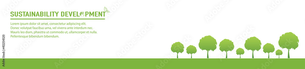 Sustainability development , Ecology friendly, think green and Green Industries Business concept banner, Vector illustration