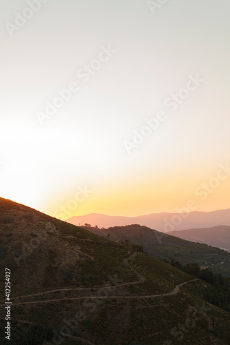 Beautiful view of hills at sunset