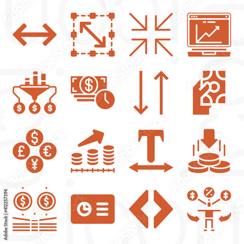 16 pack of profitability  filled web icons set