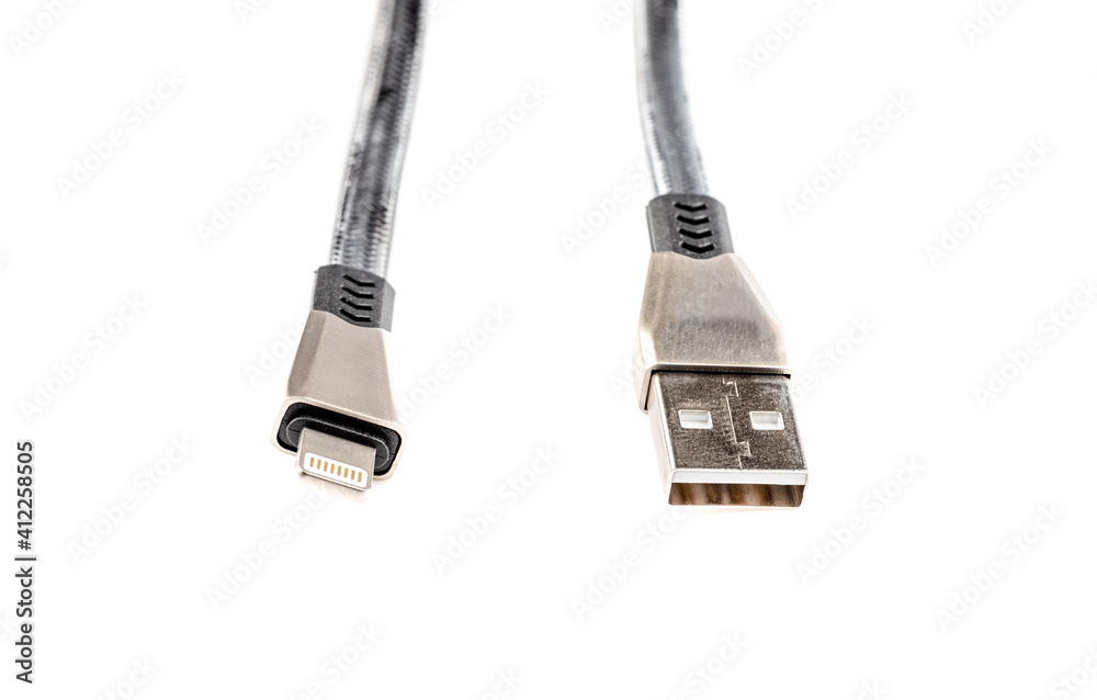 Close up of USB connectors for data or charging cable. Close up of USB connectors for data or charging cable.