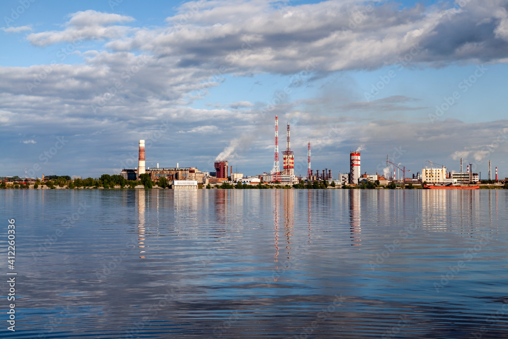 Nitrogen fertilizer on the banks of the Kama river.