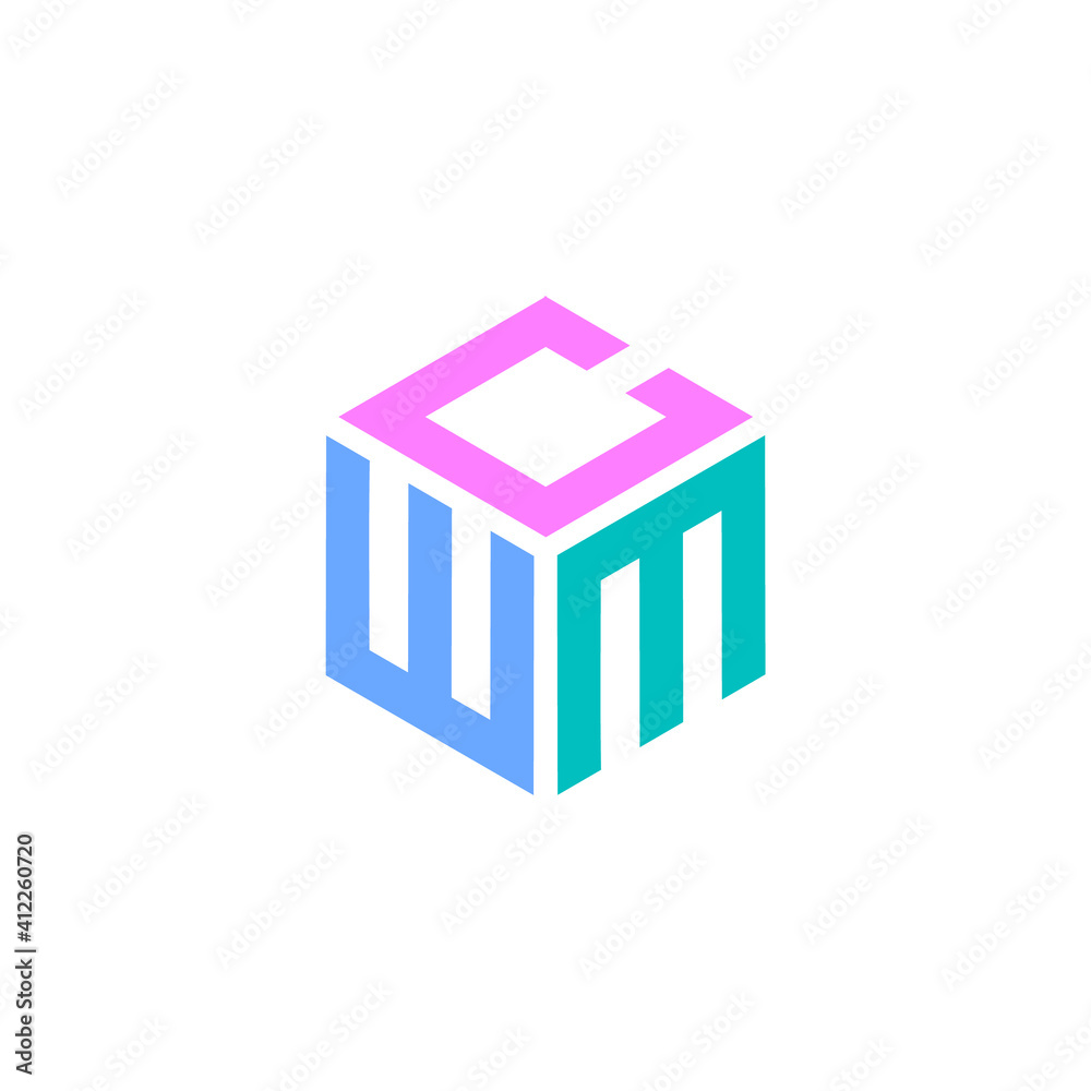 Hexagon logo with CWM letter. Initial design vector Hexagon logo with CWM letter. Initial design vector