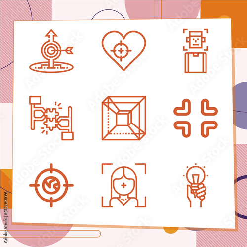 Simple set of 9 icons related to aspects