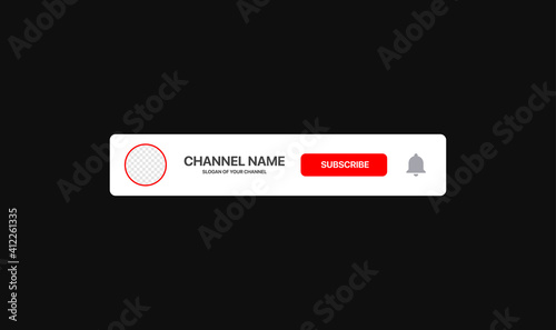 Channel Name Lower Third. Red Broadcast Banner for Video On Black Background. Vector illustration