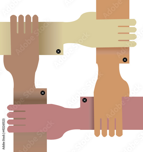 Four colors holding hands