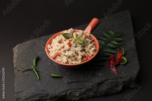 Upma made of Semolina, an South Indian breakfast also popular in Maharashtra ,india photo