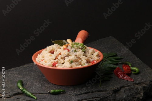 Upma made of Semolina, an South Indian breakfast also popular in Maharashtra ,india photo