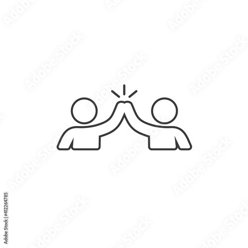 High five hand gesture silhouette line icon. Friendship. Friends. vector