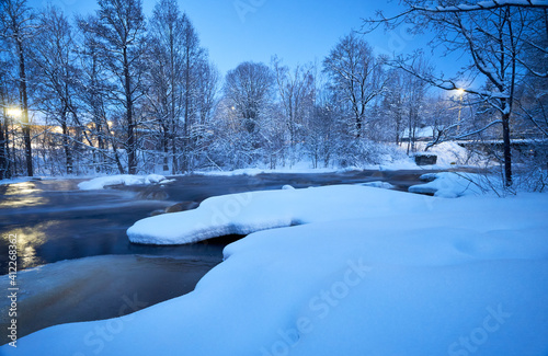 Cold frsoty morning in river photo