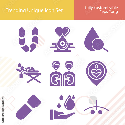 Simple set of arteries related filled icons.